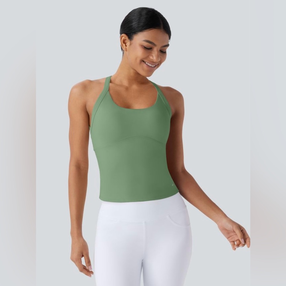 NWT Halara Green Yoga Top with Built-in Bra